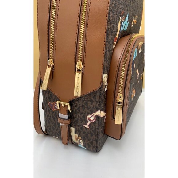 Michael Kors backpack jaycee large pocketbook girls printed brown multi - Picture 8 of 11